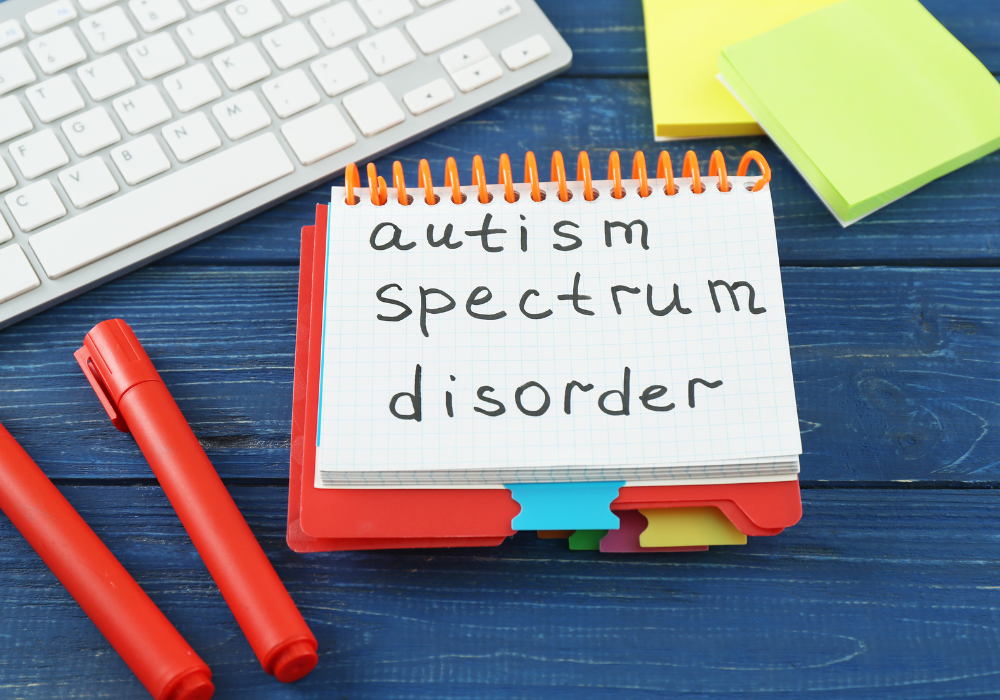 Illustration depicting Autism Spectrum Disorder levels and the testing process.