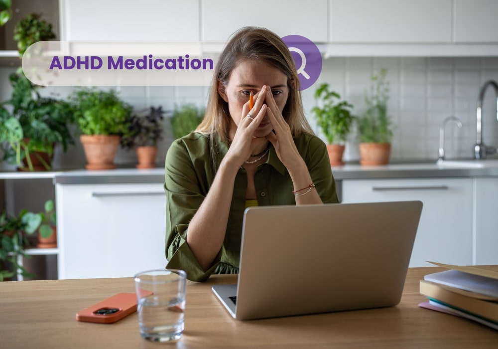 A girl looking for ADHD medication online